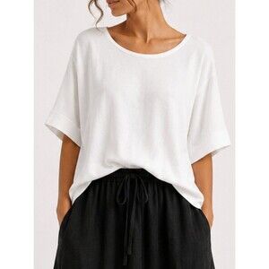 Investments Short Sleeve Lightweight Top in White Plus Size 2X NWT Lagenlook